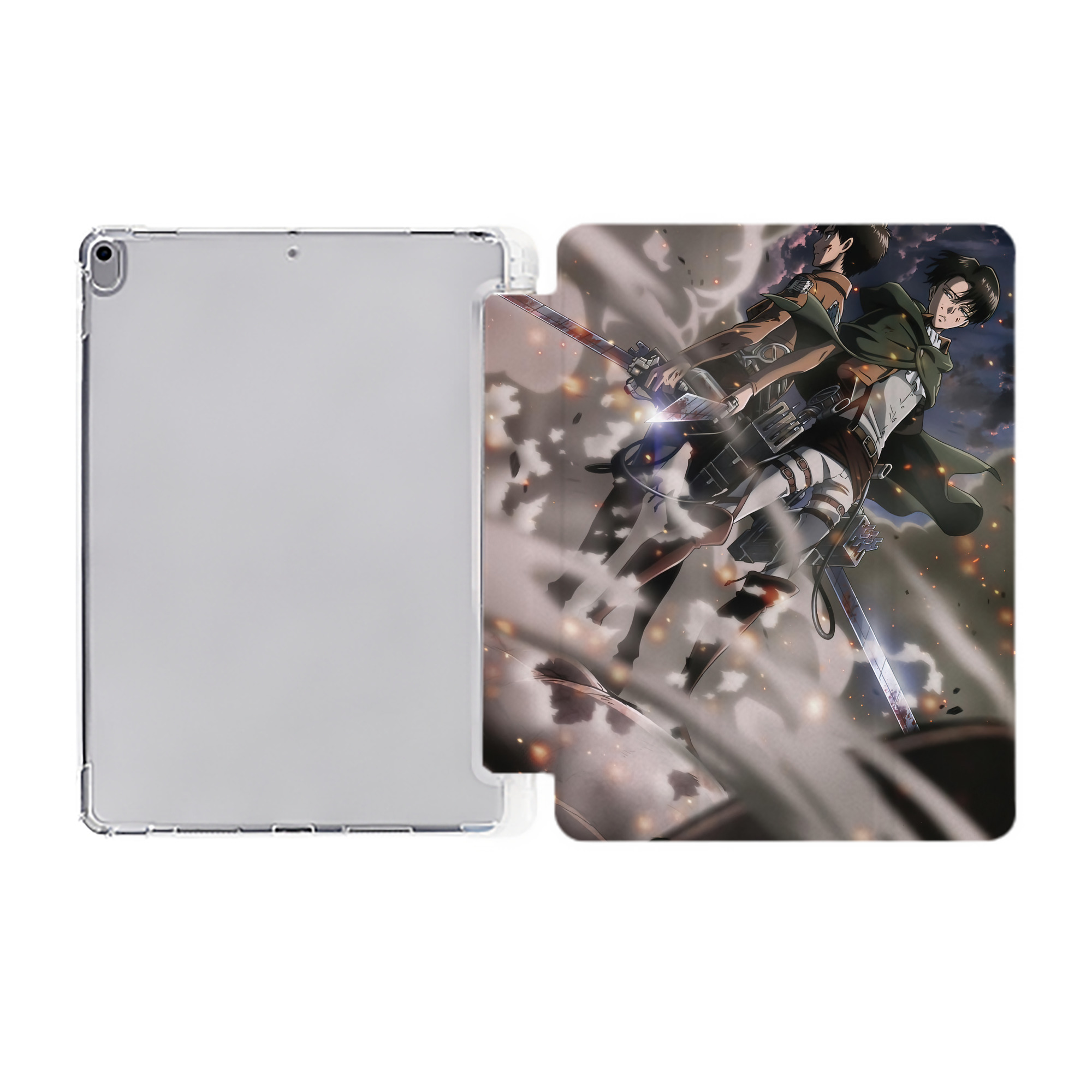 （画像用） 進撃の巨人 Attack on Titan IPad ケース ペン収納付き 三つ折りスタンド PUレザー×シリコン 対応機種9.5/10.5/10.9インチ